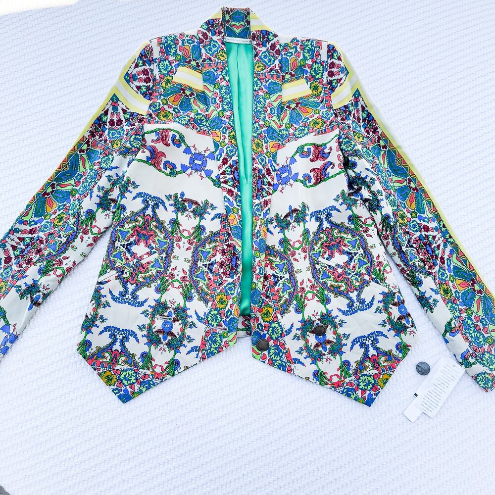 Twelfth Street Cynthia Vincent Patterned SIlk 100% Silk Blazer Size 0 NWT $209